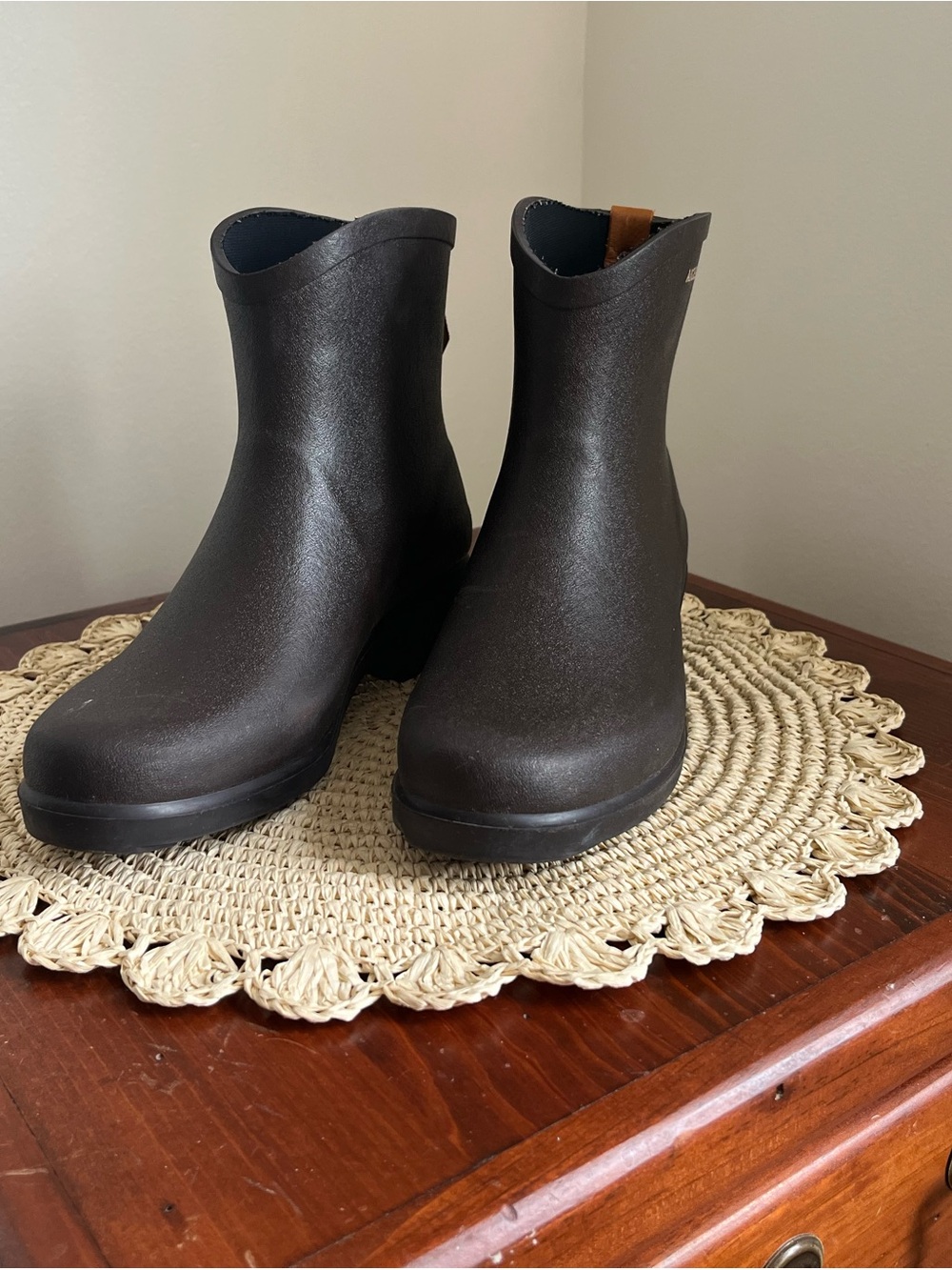 Aigle Dark Brown Ankle Rain Booties